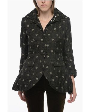 Paul Harnden Brocade Blazer With Flounced Tail - Black