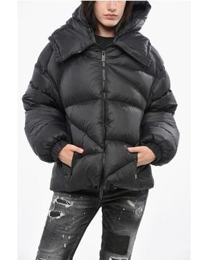 Bacon Hooded Double B Down Jacket With Frontal Zip - Black