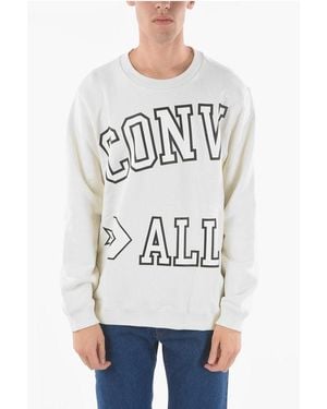 Converse All Star Maxi Printed Logo On The Front Crew-Neck Sweatshirt - White