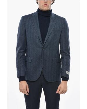 Nino Danieli Virgin Wool Blazer With Notch Lapel - Blue