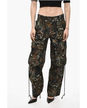 DSquared² High-Waisted Cargo Trousers With Camouflage Motif - Black