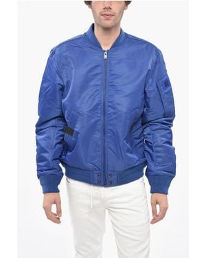 DIESEL Quilted Ross Bomber Jacket With Front Zip - Blue