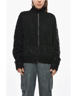 Ermanno Scervino Lace Full Zip Bomber Jacket - Black