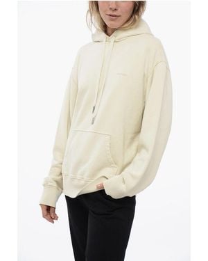 Ami Paris Brushed Cotton Hoodie With Front Pocket - Natural