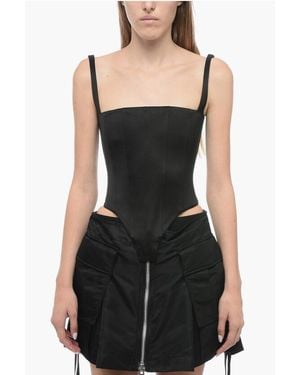 LAQUAN SMITH Satin Corset Top With Zipped Back - Black