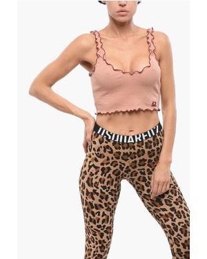 DSquared² Ribbed Crop Top With Embroidered Logo - Multicolour