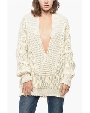 Dior V Neck Mohair Blend Pullover - Natural