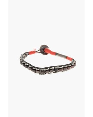 DSquared² Leather And Metal Bracelet With Fabric Detail - Multicolour