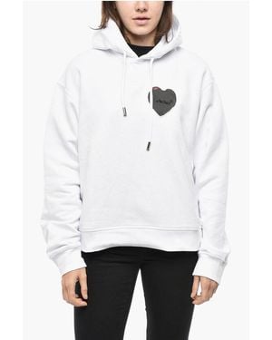 DSquared² Brushed Cotton Hoodie With Mesh Detail - White
