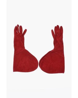 DSquared² Suede Gauntlet Gloves - Red