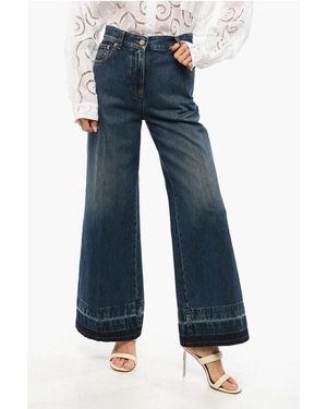 Valentino Regular Fit Jeans With Acid Wash Effect Hem - Blue
