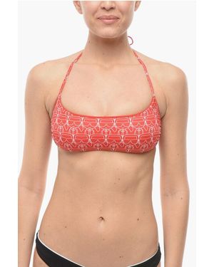 Karl Lagerfeld All Over Iconic Printed Bandeau Top Bikini - Pink