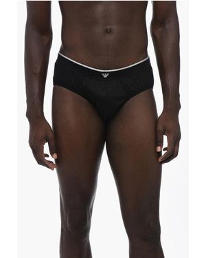 Armani Emporio Solid Colour Briefs With Embroidered Logo - Black