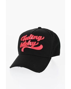 DSquared² Cotton Cap With Rubber Details - Red