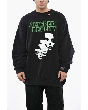 Raf Simons Vintage Effect Altered Reality Crew-Neck Sweatshirt With Fro - Black