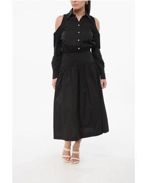 Pinko Cold Shoulder Hazzard Shirt Dress With Fringes - Black