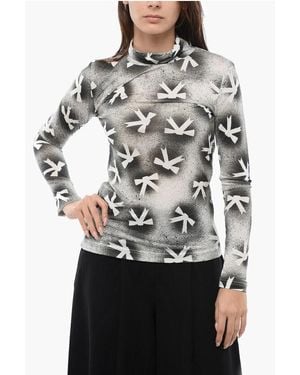 Viktor & Rolf Turtle Neck Long Sleeved Top With Bow Print - Grey