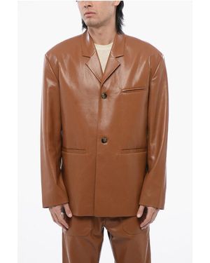 Nanushka Centre Vent Faux Leather Sanco Blazer - Brown