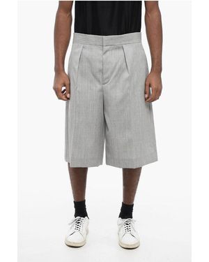 Jil Sander Single-Pleated Wool Shorts With Tailored Design - Grey