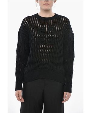 Givenchy Cashmere-Blend Crochet Jumper With Jacquard Logo - Black