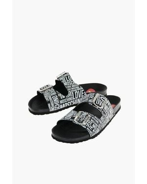 Moschino Love Leather Printed Sandal - Black