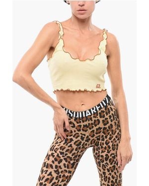 DSquared² Ribbed Crop Top With Embroidered Logo - Blue