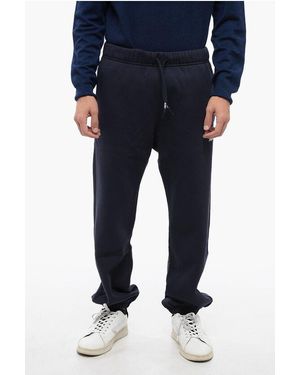 Autry Fleeced Cotton Joggers With Contrasting Logo - Blue