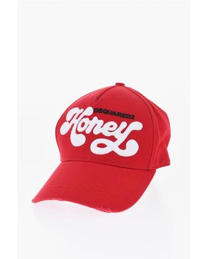 DSquared² Vintage Effect Cap With Embossed Embroidery - Red