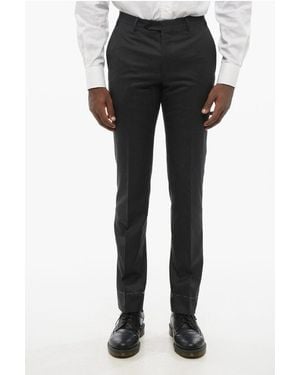 Corneliani Virgin Wool Academy Trousers With Concealed Closure - Black