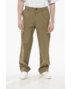 GR10K Stretch Nylon Trousers Dynamic With Single Pleat - Green