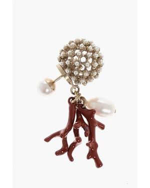Dior Single Earring With Coral Detail - White
