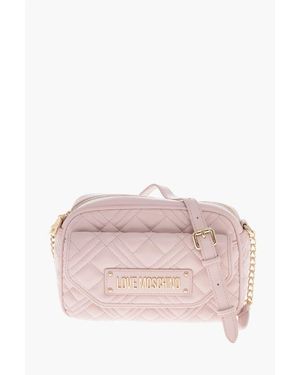 Moschino Love Quilted Faux Leather Camera Bag - Pink