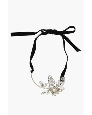 Lanvin Thread Necklace With Flower Shaped Pendant Embellished With - Black