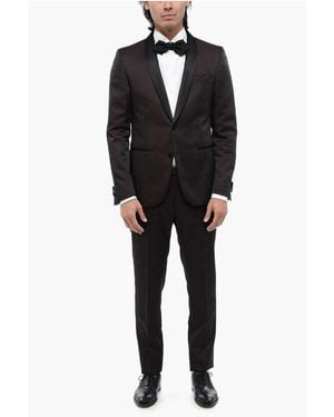 Corneliani Satin Suit With Damasco Motif - Black