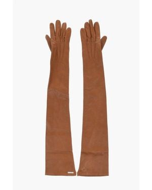 DSquared² Solid Colour Leather Opera Glovers - Brown