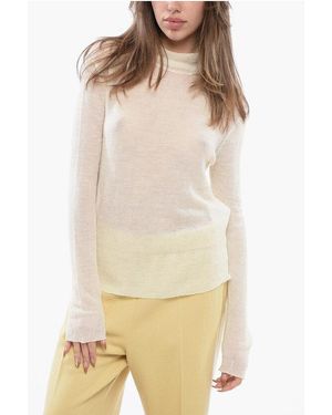 Jil Sander Turtleneck Jumper With Sheer Effect - Natural