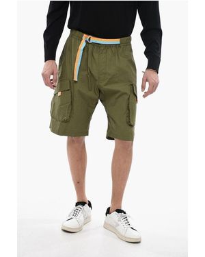 Marcelo Burlon Cargo Shorts With Multicoloured Belt - Green