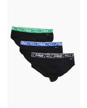 Nike Set 3 Pairs Of Stretch Cotton Briefs With Logoed Elastic Ban - Black