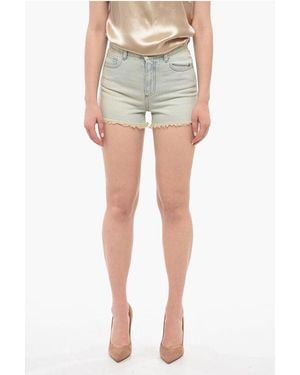 Ami Paris Frayed Hem Denim Shorts - Blue