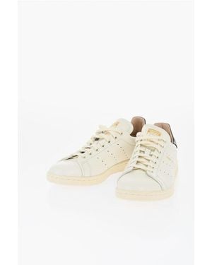 adidas Leather Stan Smith Low-Top Trainers With Golden Effect Logo - White