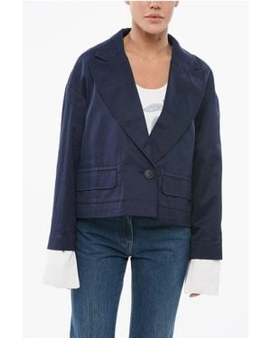 Armani Emporio Cropped Blazer With Peak Lapel - Blue