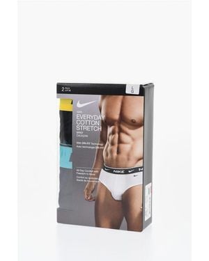Nike Set Of 2 Stretch Cotton Briefs With Logoed Elastic Band - Black