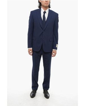 Corneliani Cc Collection Virgin Wool Blend Notch Lapel 3 Piece Waistcoa - Blue
