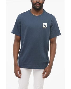 Converse Cotton Crew-Neck T-Shirt With Contrast And Embossed Logo - Blue