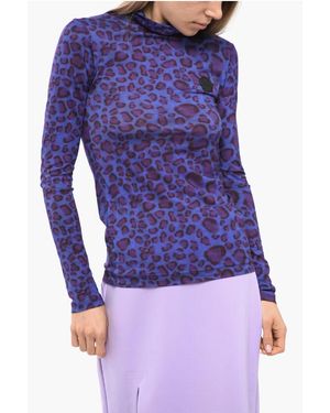 Viktor & Rolf Turtleneck Animalier Top - Purple