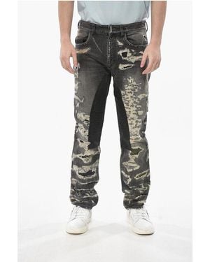 Givenchy Distressed Regular-Fit Jeans With 20Cm Patches - Grey
