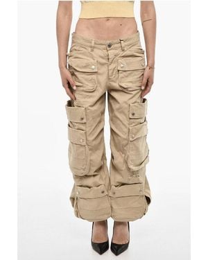 DSquared² Distressed Cargo Trousers With Logo Buttons - Natural