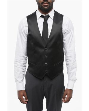 Corneliani Cc Collection Satin Reset Vest With Flush Pockets - Black