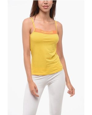 DSquared² Cotton Blend Tank Top With Logo - Yellow