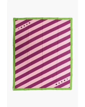 Marni Striped Towel With Embroidery Logo - Pink